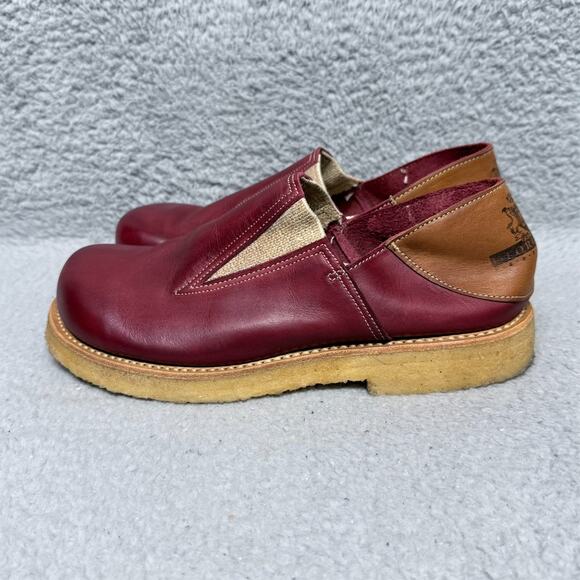 George Cox Walk Elastic Womens Size 7 Slip On Shoes Burgundy Leather Crepe Sole - Picture 3 of 11